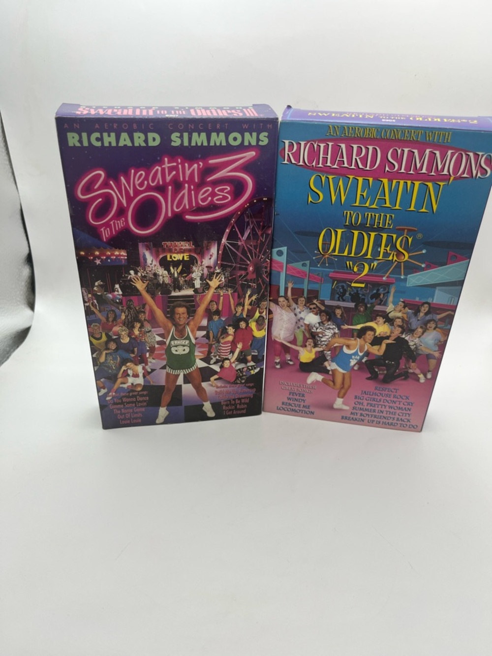 Richard Simmons Sweatin' to the Oldies VHS Set of 2 - Purple & Blue Covers